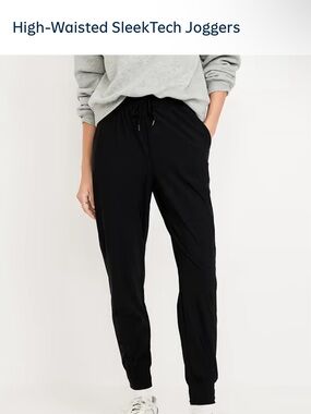 High-Waisted SleekTech Joggers - Black